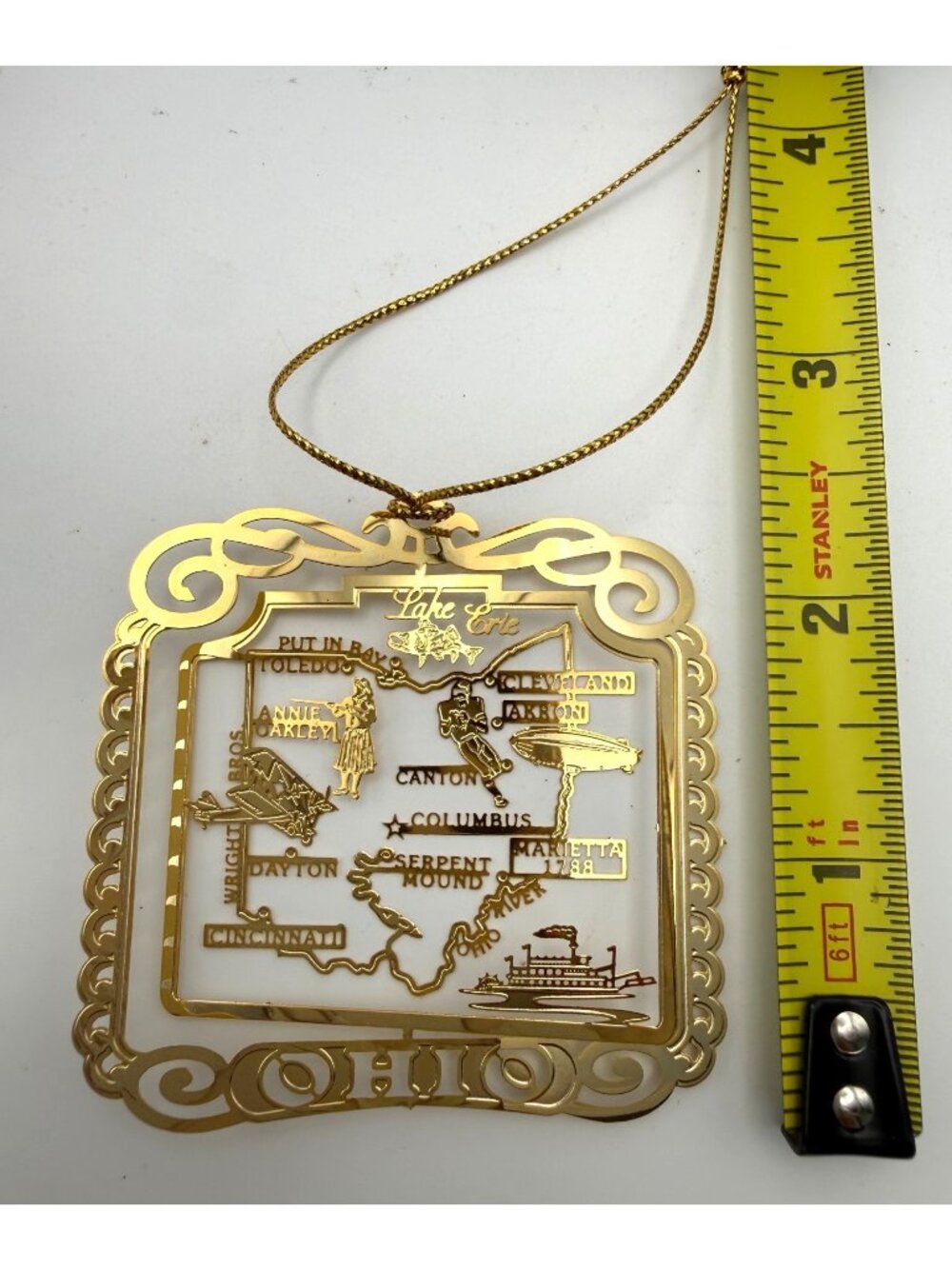 Ohio State Christmas Ornament 24K Gold Flashed Brass Landmarks Original Design